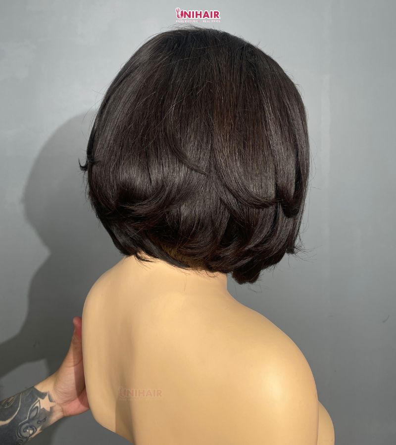 Layered Bob Wig 8 Inches - 5x5 Closure Natural Color Wig | Unihairvn 6 Layered Bob Wig 8 Inches - 5x5 Closure Natural Color Wig Unihairvn