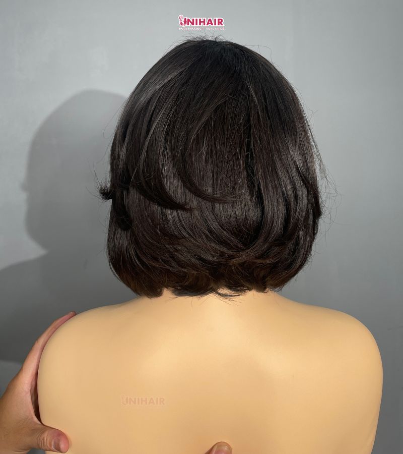 Layered Bob Wig 8 Inches - 5x5 Closure Natural Color Wig | Unihairvn 7 Layered Bob Wig 8 Inches - 5x5 Closure Natural Color Wig Unihairvn