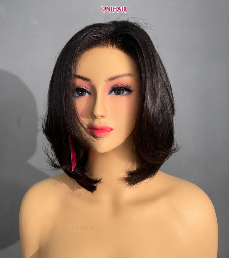 Layered Bob Wig 8 Inches - 5x5 Closure Natural Color Wig | Unihairvn 3 Layered Bob Wig 8 Inches - 5x5 Closure Natural Color Wig Unihairvn
