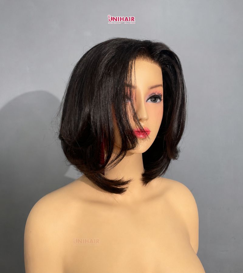 Layered Bob Wig 8 Inches - 5x5 Closure Natural Color Wig | Unihairvn 4 Layered Bob Wig 8 Inches - 5x5 Closure Natural Color Wig Unihairvn