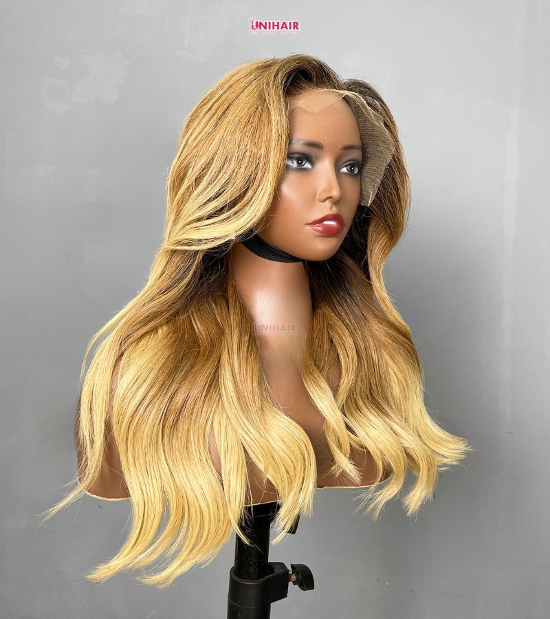 Ombre Golden Blonde Body Wave Wig 18 Inches - 13x6 HD Frontal Wig | Unihairvn 3 Ombre Golden Blonde Body Wave Wig 18 Inches - 13x6 HD Frontal Wig