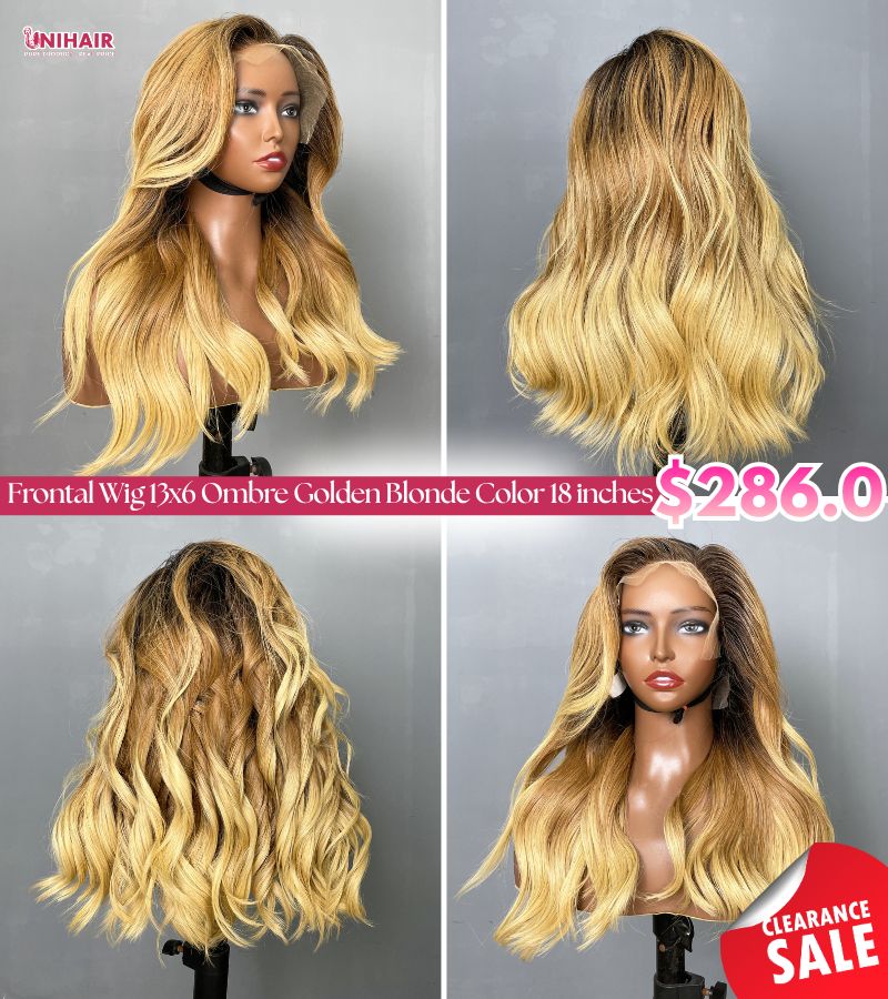 Ombre Golden Blonde Body Wave Wig 18 Inches - 13x6 HD Frontal Wig | Unihairvn 2 Ombre Golden Blonde Body Wave Wig 18 Inches - 13x6 HD Frontal Wig
