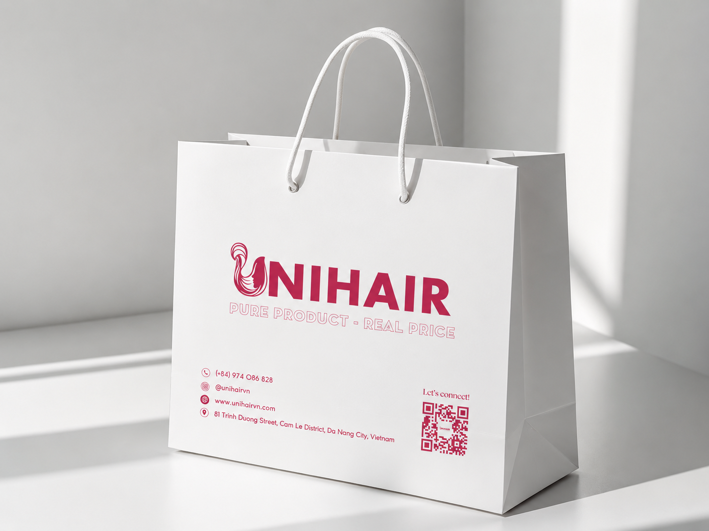 Custom Hair Shopping Bags With Printed Logo - Recycled Paper Bags | Unihairvn