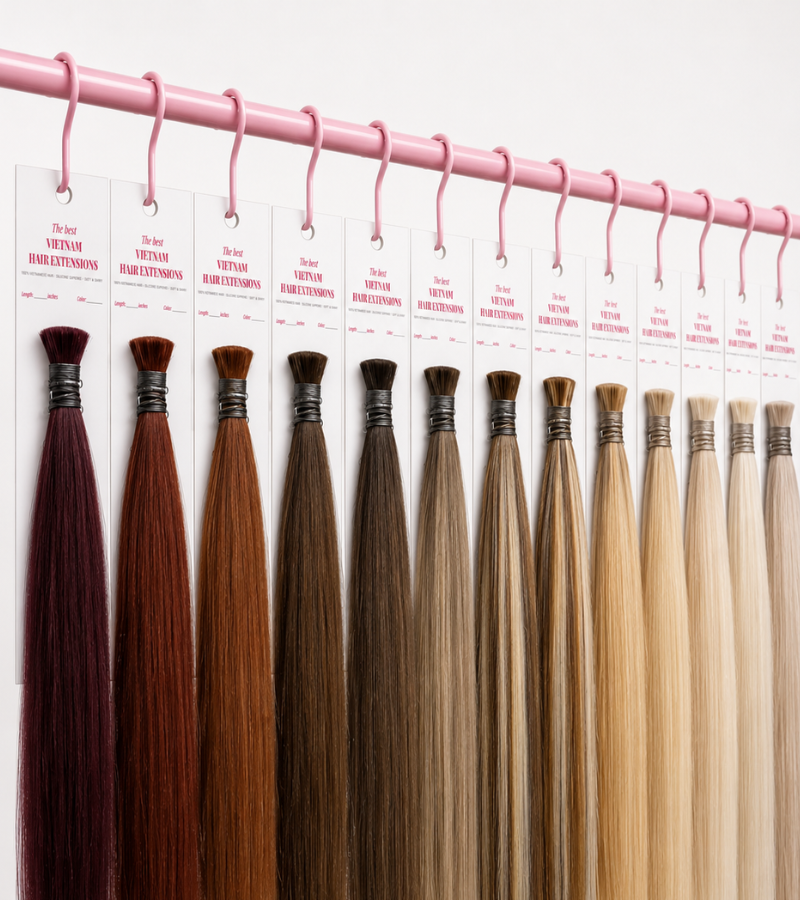 Custom Paper Hair Extension Sample Tag – Premium Hair Color Display Card | Unihairvn 1 Custom Paper Hair Extension Sample Tag – Premium Hair Color Display Card | Unihairvn