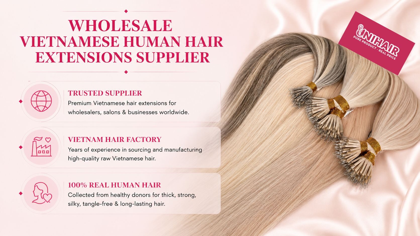 Wholesale Vietnamese Human Hair Extensions Supplier