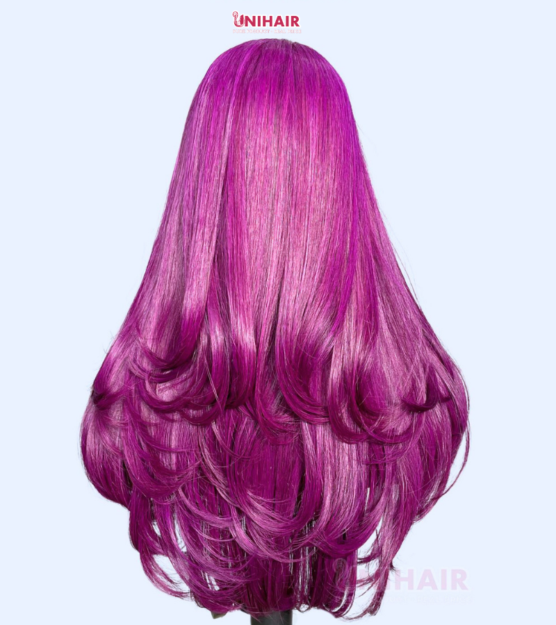 Layered Luxe Purple Bone Straight Wig 20 Inches - 4x4 Closure Wig | Unihairvn 5 Layered Luxe Purple Bone Straight Wig 20 Inches - 4x4 Closure Wig