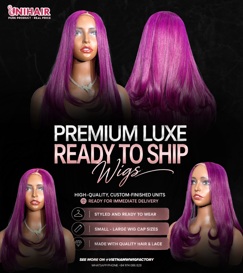 Layered Luxe Purple Bone Straight Wig 20 Inches - 4x4 Closure Wig | Unihairvn 1 Layered Luxe Purple Bone Straight Wig 20 Inches - 4x4 Closure Wig