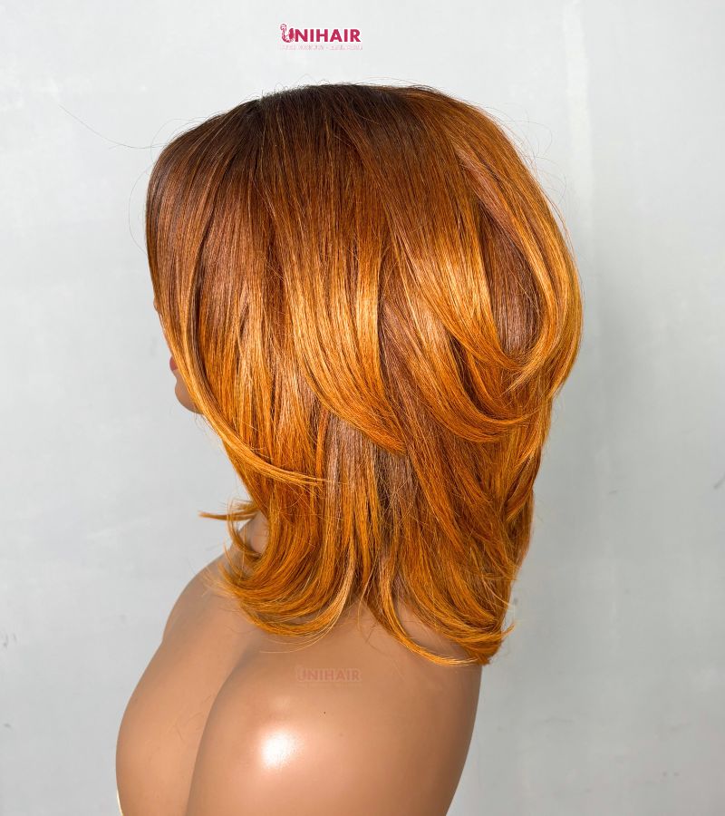 Ombre Ginger Bob Wig 10 Inches - Layered Closure Wig | Unihairvn 5 Ombre Ginger Bob Wig 10 Inches | Layered Closure Wig