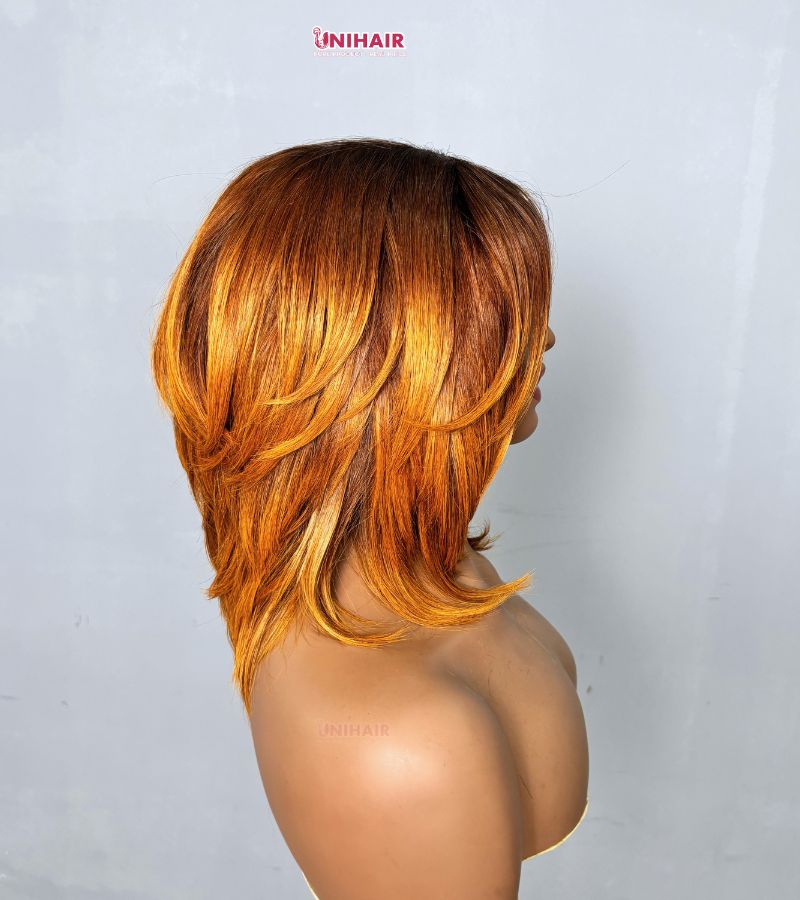 Ombre Ginger Bob Wig 10 Inches - Layered Closure Wig | Unihairvn 4 Ombre Ginger Bob Wig 10 Inches | Layered Closure Wig