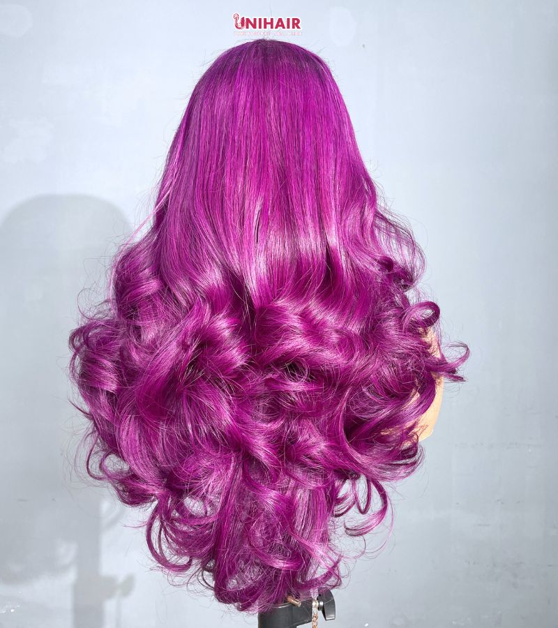 Royal Plum Wavy Closure Wig 16 Inches | 6x6 Closure Wig | Unihairvn 4 Royal Plum Wavy Closure Wig 16 Inches