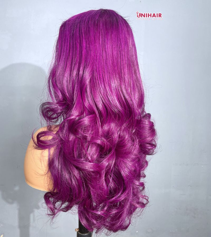 Royal Plum Wavy Closure Wig 16 Inches | 6x6 Closure Wig | Unihairvn 5 Royal Plum Wavy Closure Wig 16 Inches