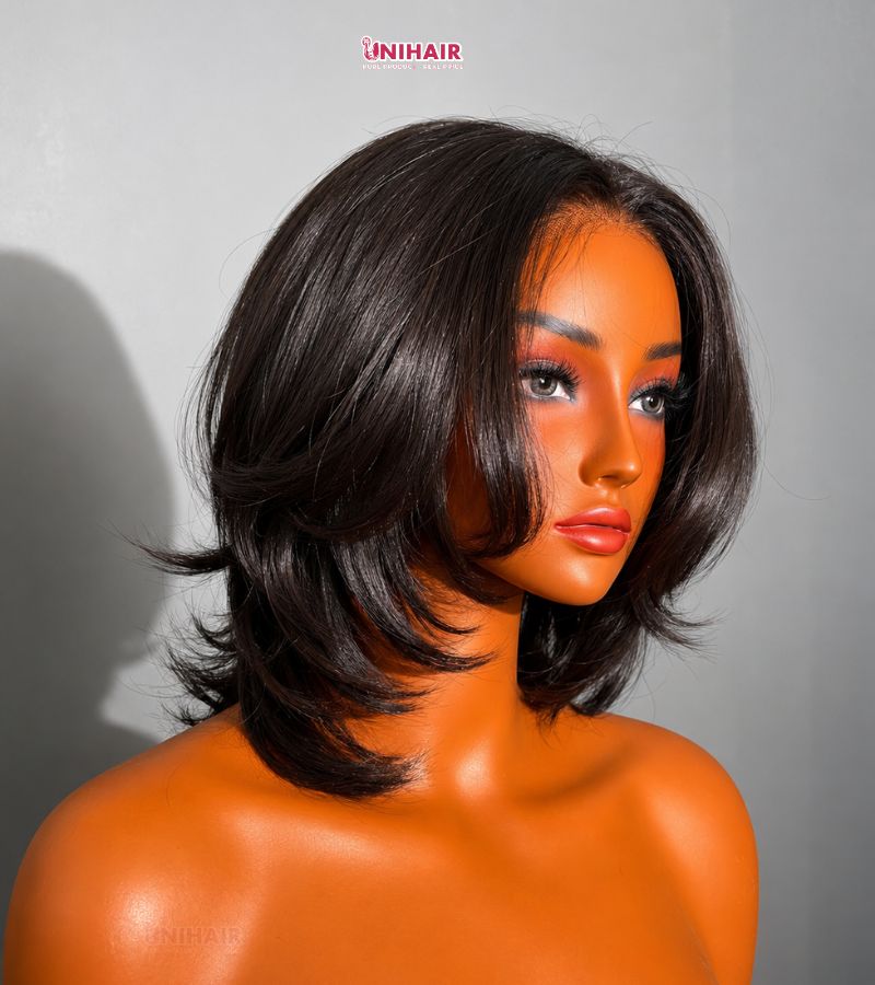 Straight Bob Wig 10 Inches - 2x6 Closure Natural Black Wig | Unihairvn 3 Straight Bob Wig 10 Inches | 2x6 Closure Natural Black Wig