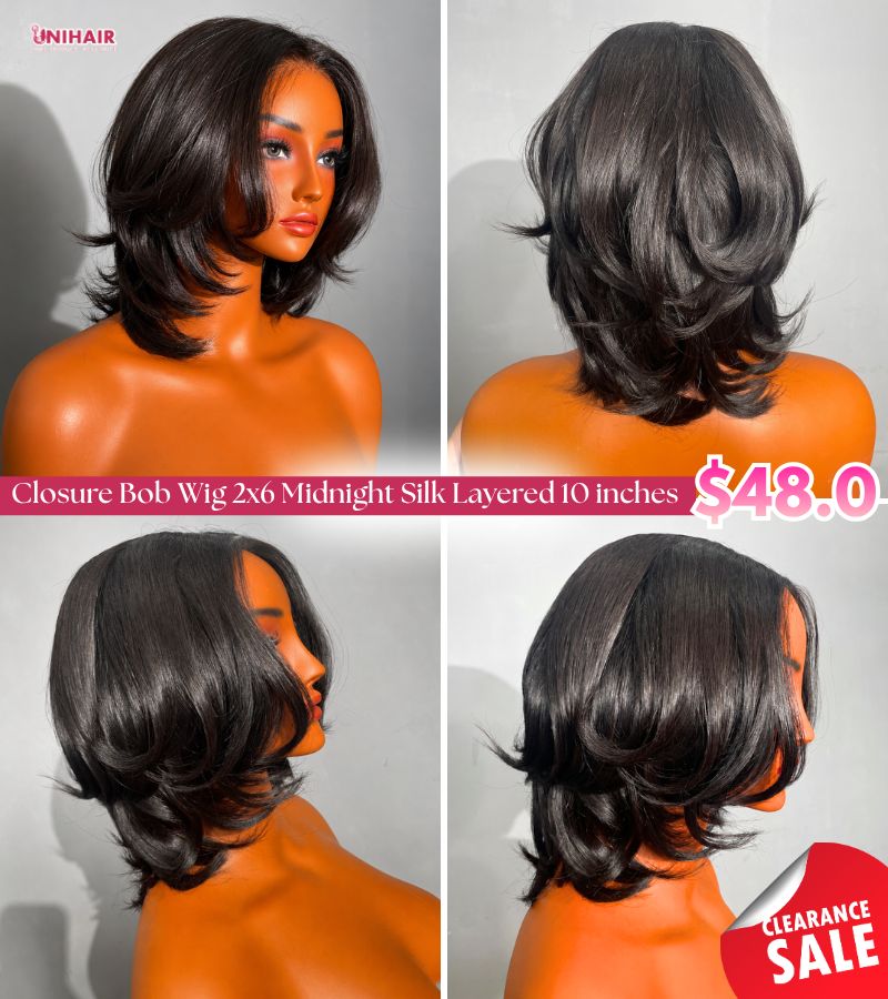 Straight Bob Wig 10 Inches - 2x6 Closure Natural Black Wig | Unihairvn 2 Straight Bob Wig 10 Inches | 2x6 Closure Natural Black Wig