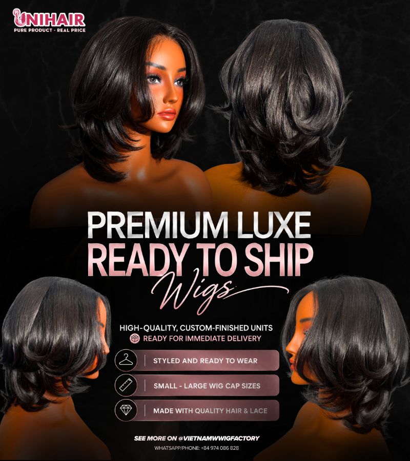 Straight Bob Wig 10 Inches - 2x6 Closure Natural Black Wig | Unihairvn 1 Straight Bob Wig 10 Inches | 2x6 Closure Natural Black Wig
