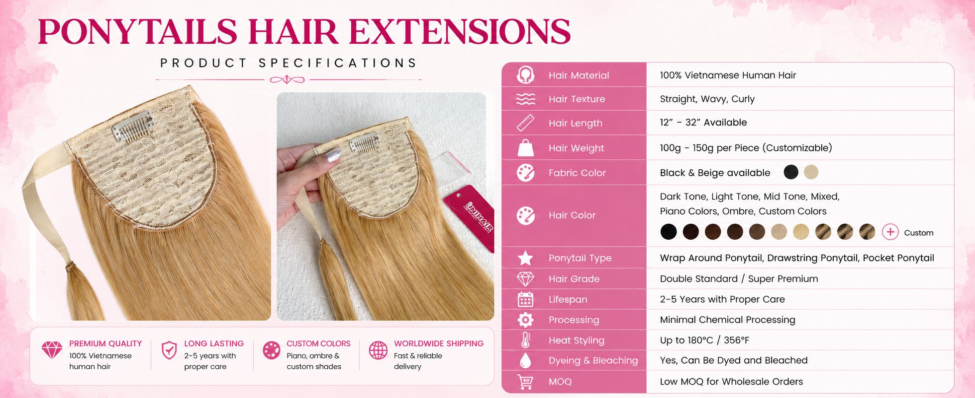 Wholesale bulk hair extensions technical specifications