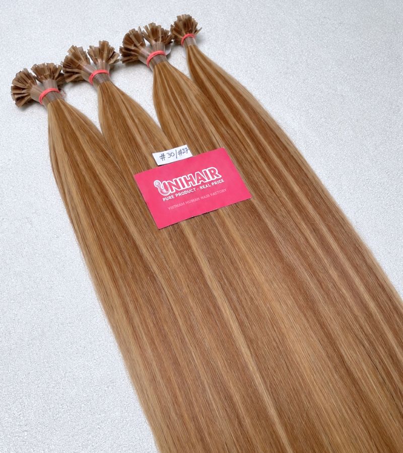 #30/27 Flat Tip Hair Extensions | Premium Keratin Bond Hair, Thick Ends & Full Density 2 #30/27 Flat Tip Hair Extensions
