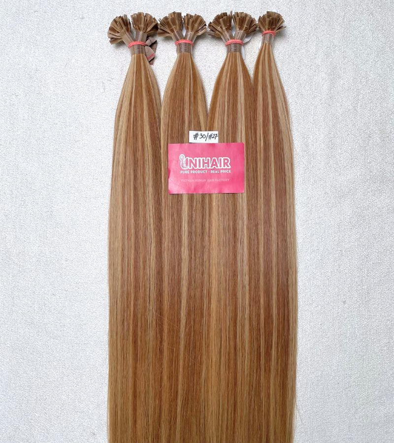 #30/27 Flat Tip Hair Extensions | Premium Keratin Bond Hair, Thick Ends & Full Density 3 #30/27 Flat Tip Hair Extensions