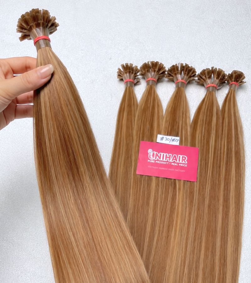 #30/27 Flat Tip Hair Extensions | Premium Keratin Bond Hair, Thick Ends & Full Density 5 #30/27 Flat Tip Hair Extensions
