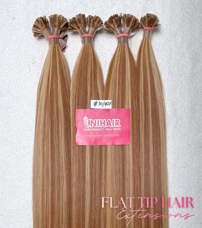 #30/27 Flat Tip Hair Extensions | Premium Keratin Bond Hair, Thick Ends & Full Density 1 #30/27 Flat Tip Hair Extensions