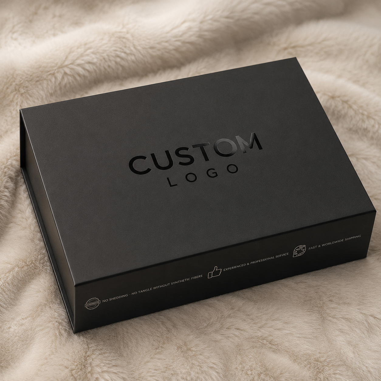 Luxury Hair Extension Packaging Box with Satin Inside – Non-Foldable Magnetic Rigid Box | Unihairvn
