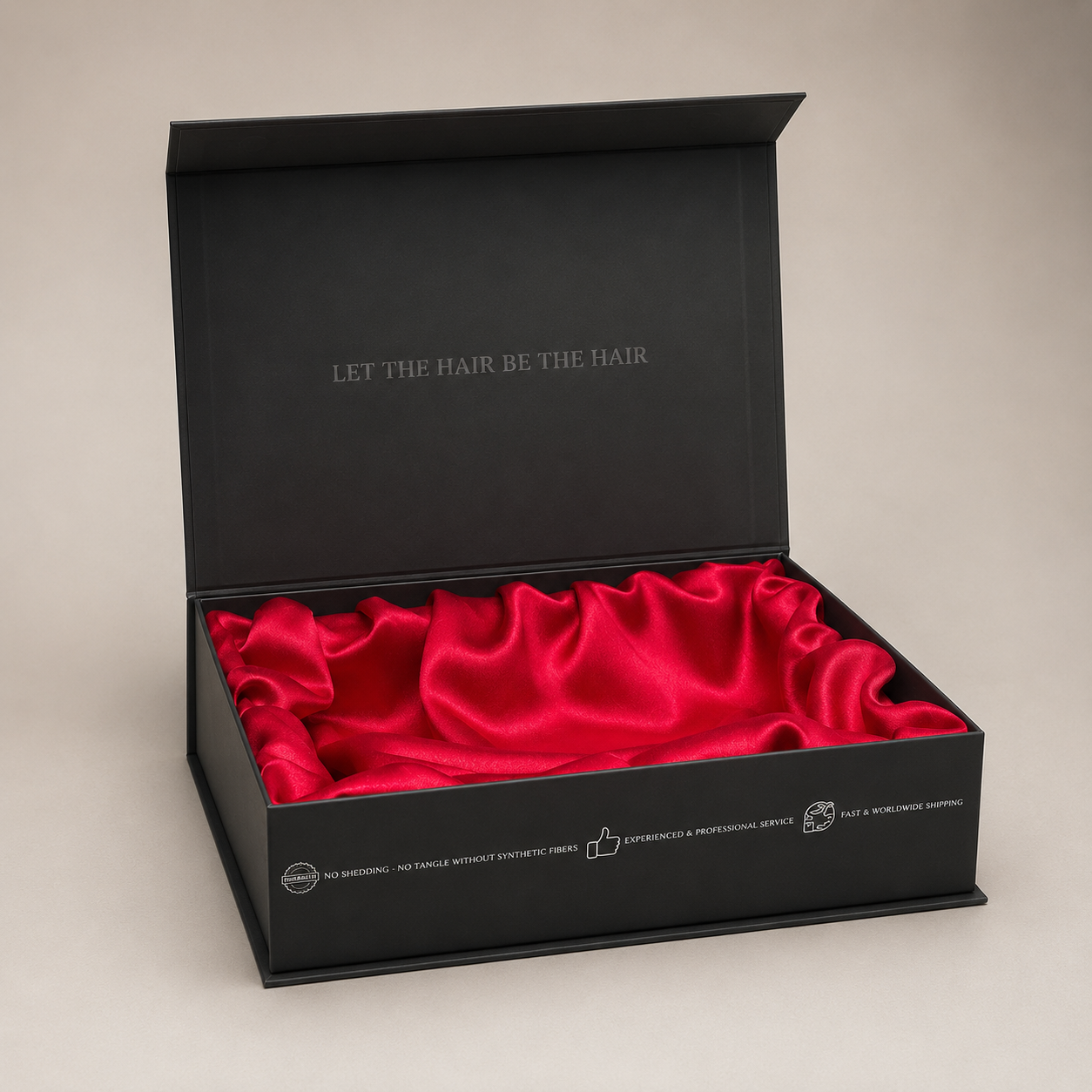 Luxury Hair Extension Packaging Box with Satin Inside – Non-Foldable Magnetic Rigid Box | Unihairvn