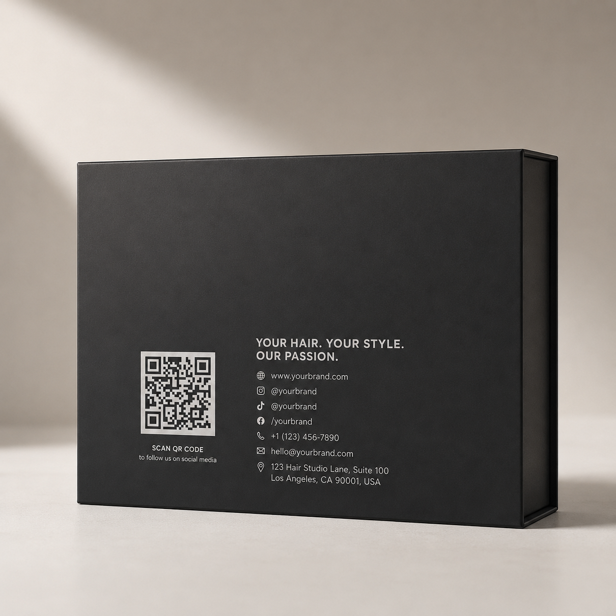 Luxury Hair Extension Packaging Box with Satin Inside – Non-Foldable Magnetic Rigid Box | Unihairvn