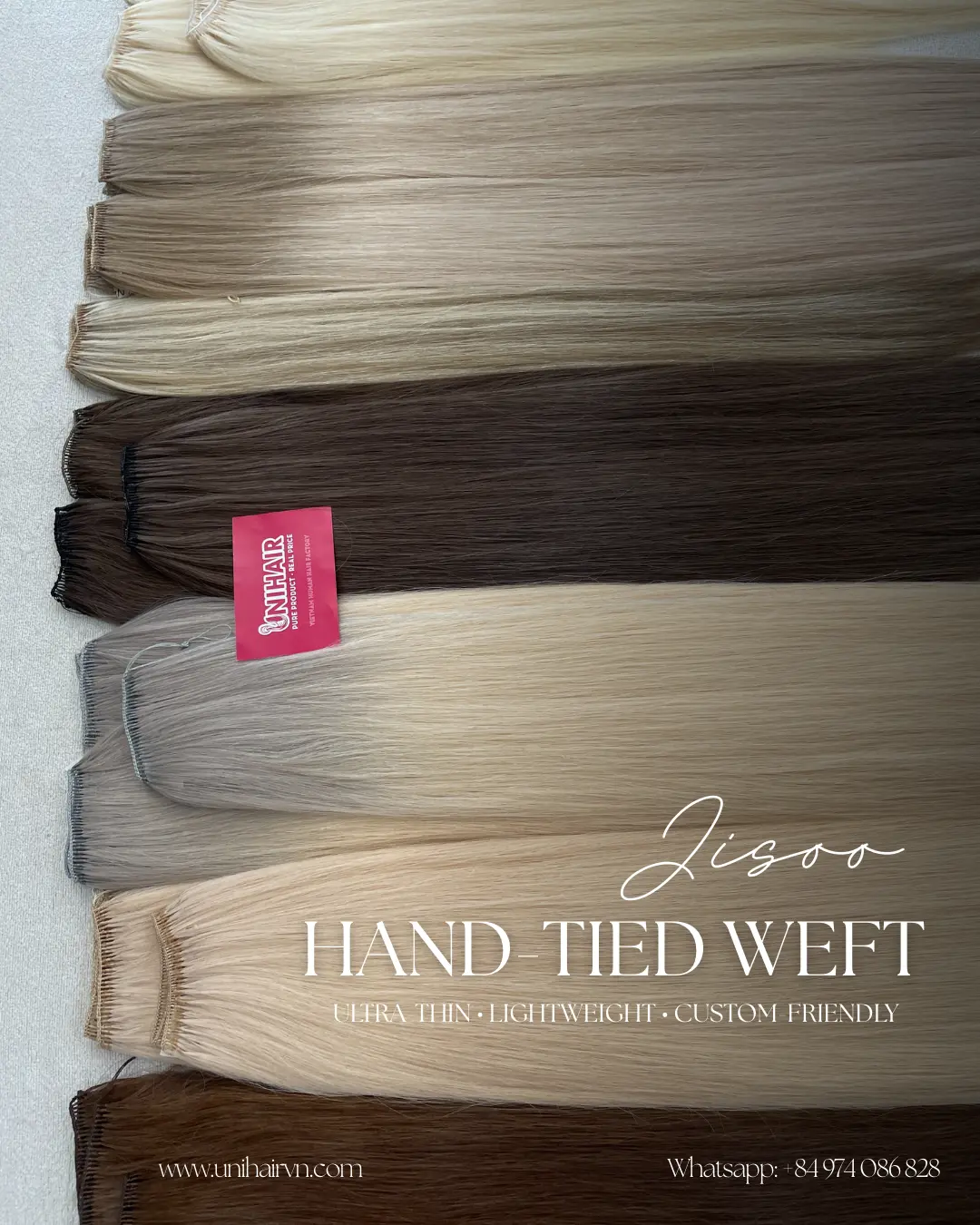 Jisoo Feather Weft lightweight construction close-up by Unihairvn Jisoo Feather Weft lightweight construction close-up by Unihairvn