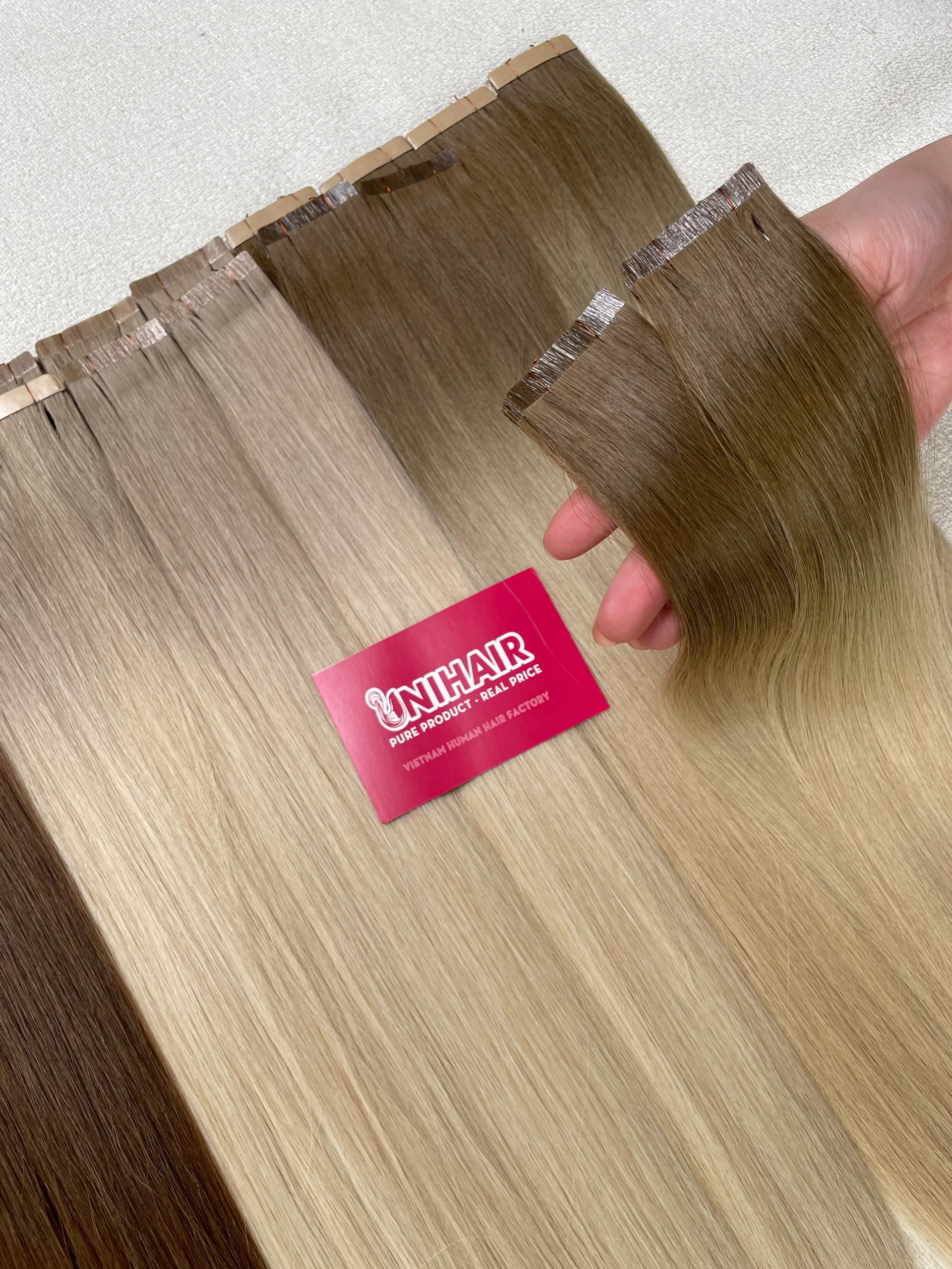Normal Tape-In Hair Extensions image 2 showing hero product visual by Unihairvn Vietnam hair factory Normal Tape-In Hair Extensions image 2 showing hero product visual by Unihairvn Vietnam hair factory