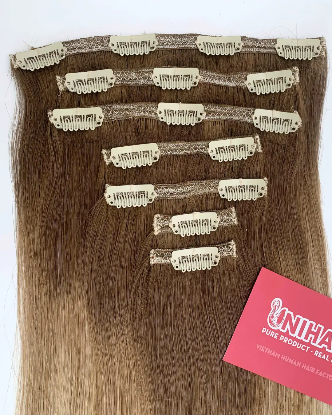 Clip-In Hair Extensions image 62 showing technical specifications detail by Unihairvn Vietnam hair factory Clip-In Hair Extensions image 62 showing technical specifications detail by Unihairvn Vietnam hair factory
