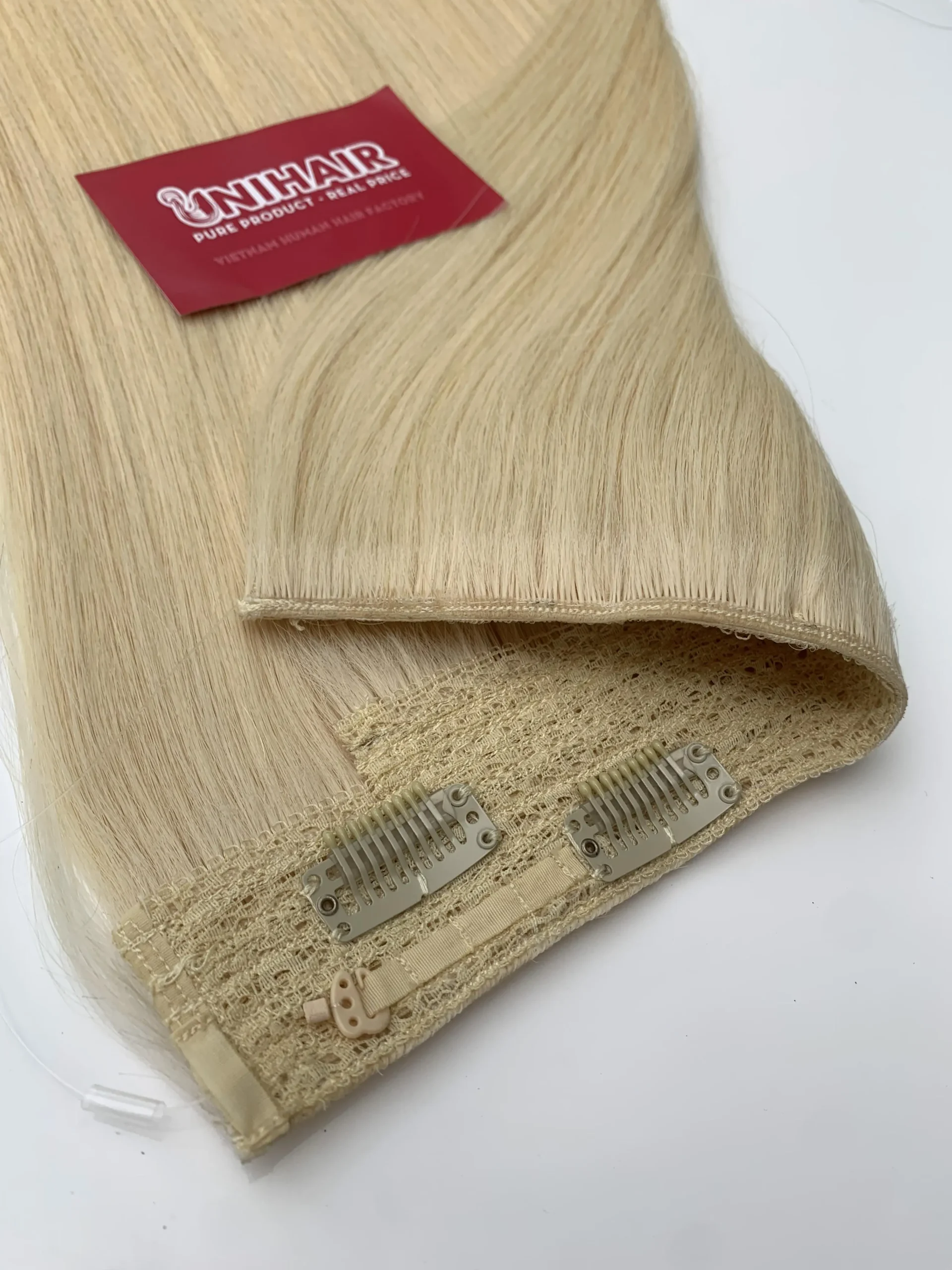Halo Hair Extension Discreet Clip Base Halo hair extension base with discreet clips for everyday wear