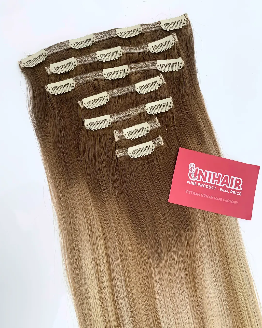 Clip-In Hair Extensions image 40 showing product gallery close-up by Unihairvn Vietnam hair factory Clip-In Hair Extensions image 40 showing product gallery close-up by Unihairvn Vietnam hair factory