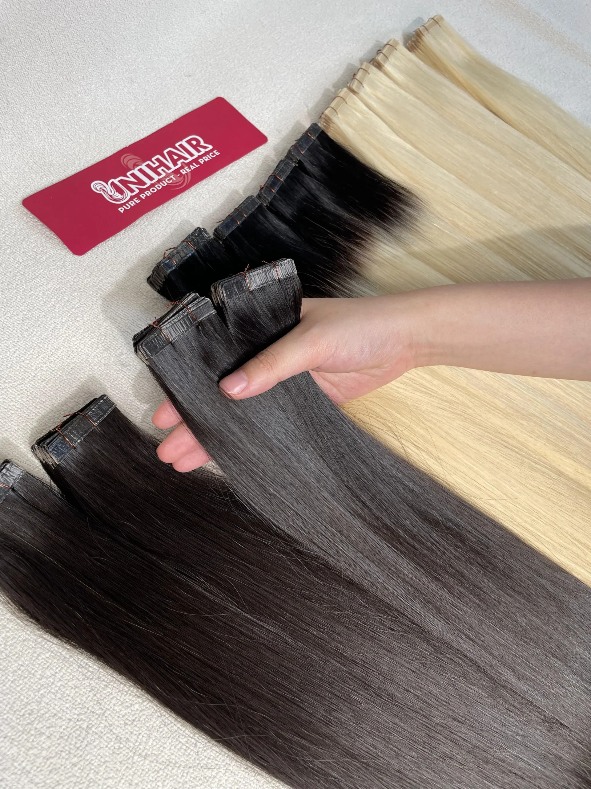 Tape-In Hair Extensions image 22 showing product gallery close-up by Unihairvn Vietnam hair factory Tape-In Hair Extensions image 22 showing product gallery close-up by Unihairvn Vietnam hair factory