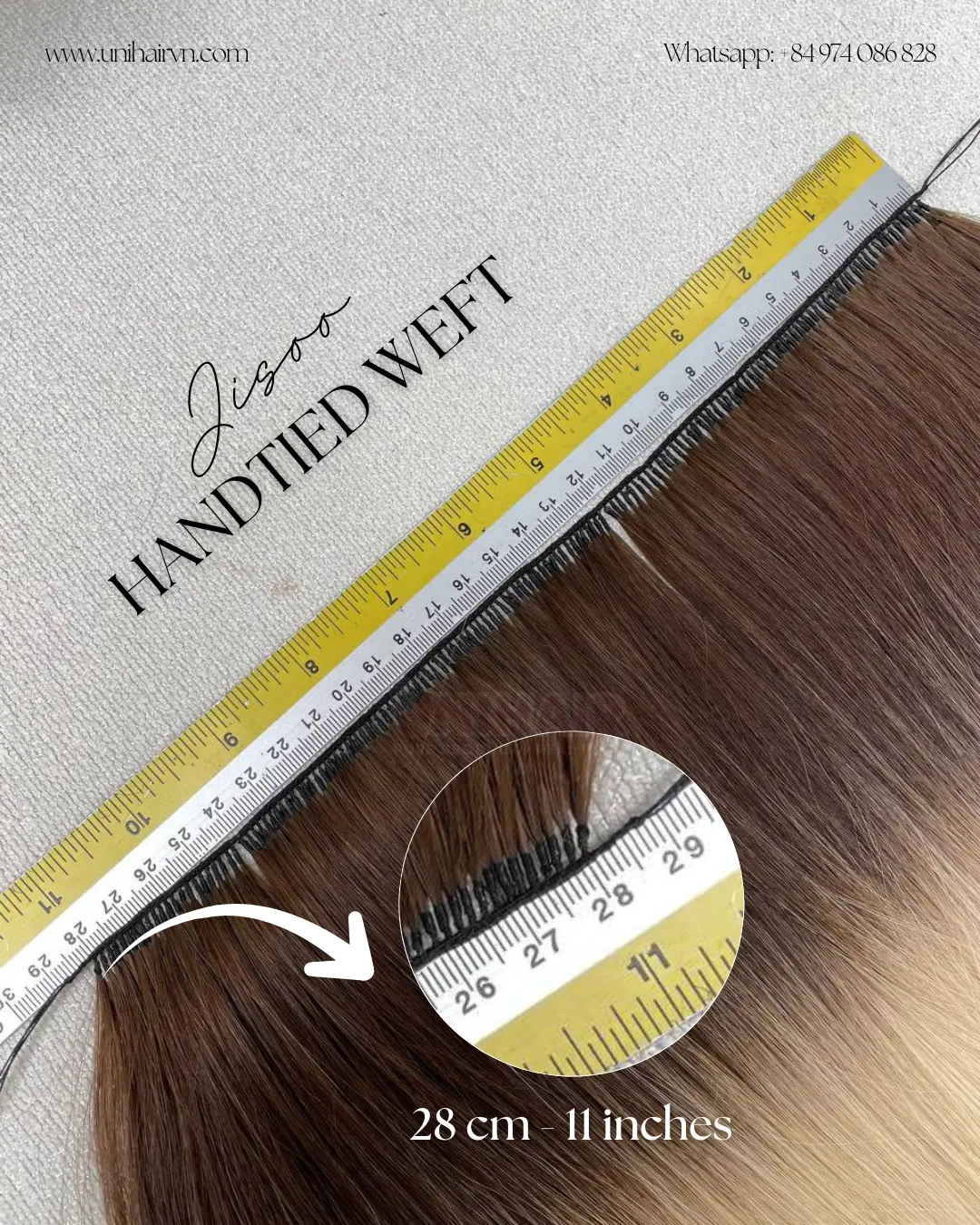 Jisoo Feather Weft custom-cuttable row detail by Unihairvn Jisoo Feather Weft custom-cuttable row detail by Unihairvn