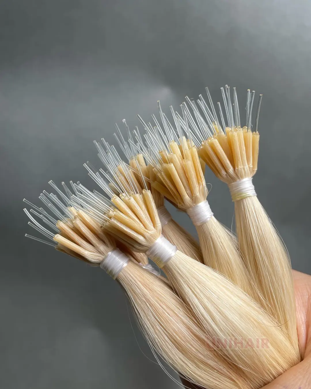 Nano Tip Vietnamese human hair extension detail Nano Tip Vietnamese human hair extension detail for professional placement