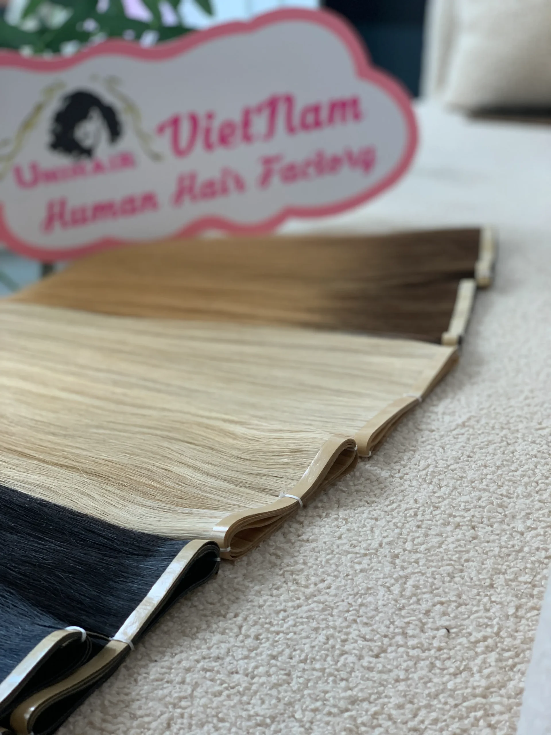 Tape-In Hair Extensions image 31 showing product gallery close-up by Unihairvn Vietnam hair factory Tape-In Hair Extensions image 31 showing product gallery close-up by Unihairvn Vietnam hair factory