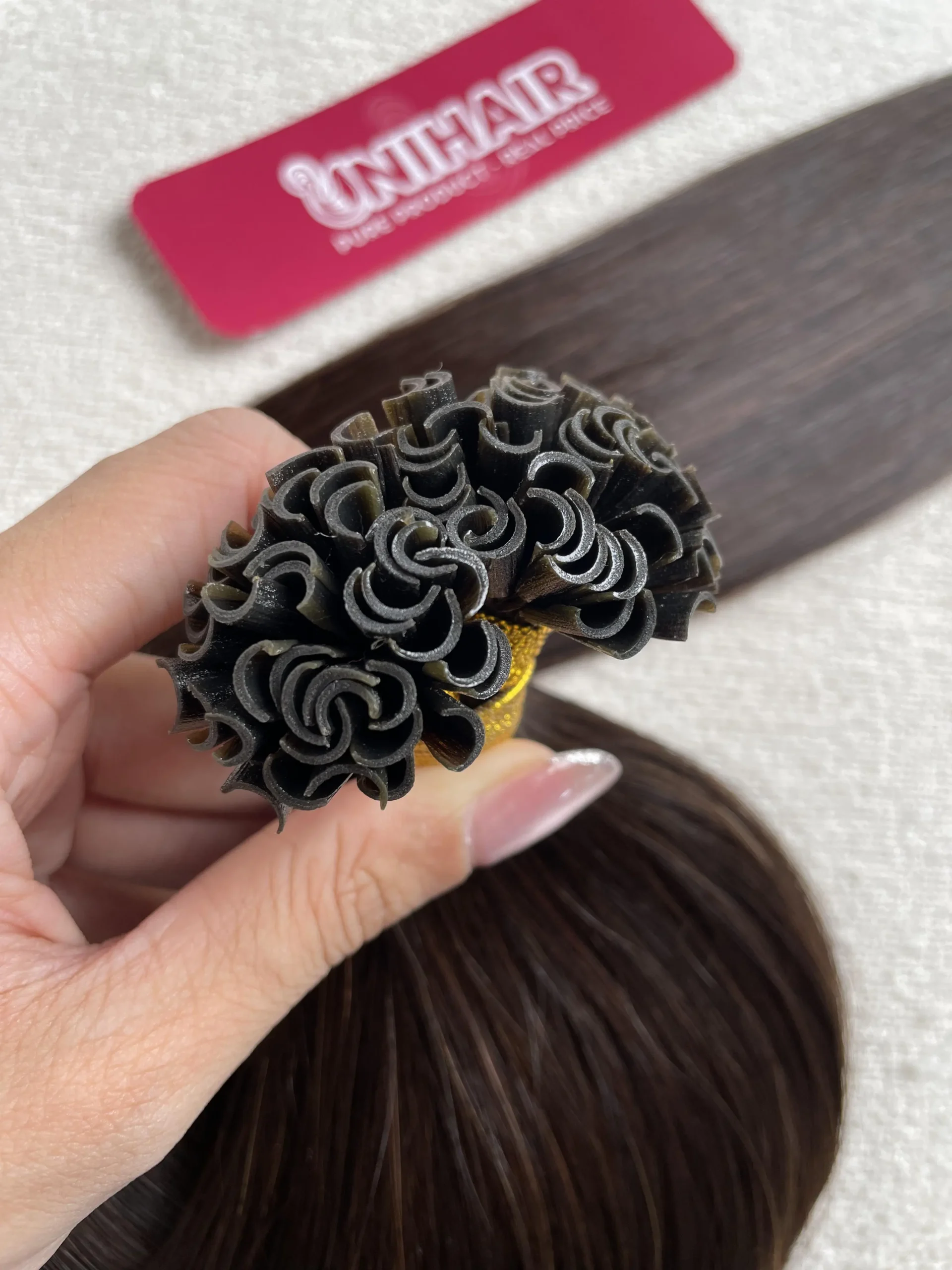 U Tip Hair Extensions professional product texture close-up U Tip Hair Extensions professional product texture close-up by Unihairvn