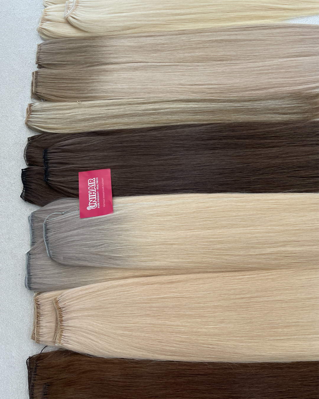 Jisoo Feather Weft product detail for beaded or stitch row installation Jisoo Feather Weft product detail for beaded or stitch row installation