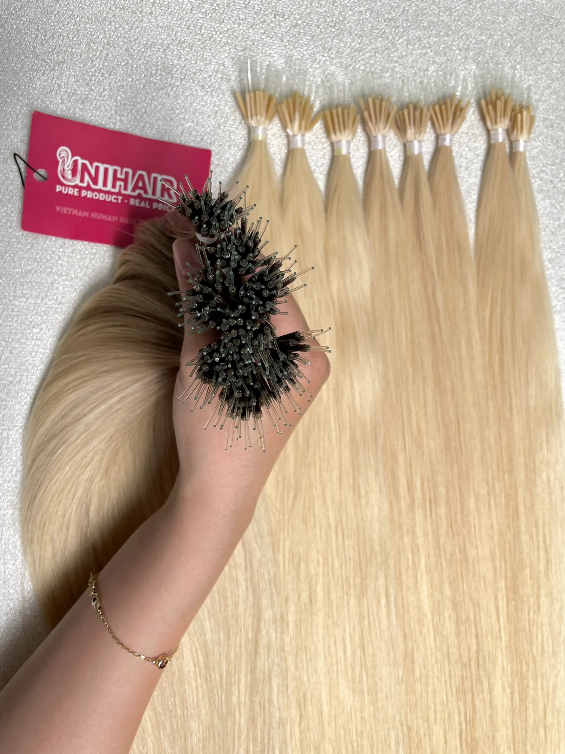 Nano Tip compact bead quality detail Nano Tip Hair Extensions quality and compact bead detail by Unihairvn