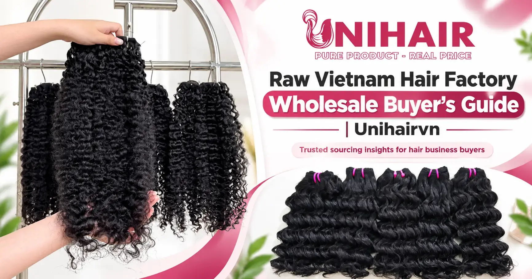 Raw Vietnamese hair bundles being inspected inside a Vietnam hair factory