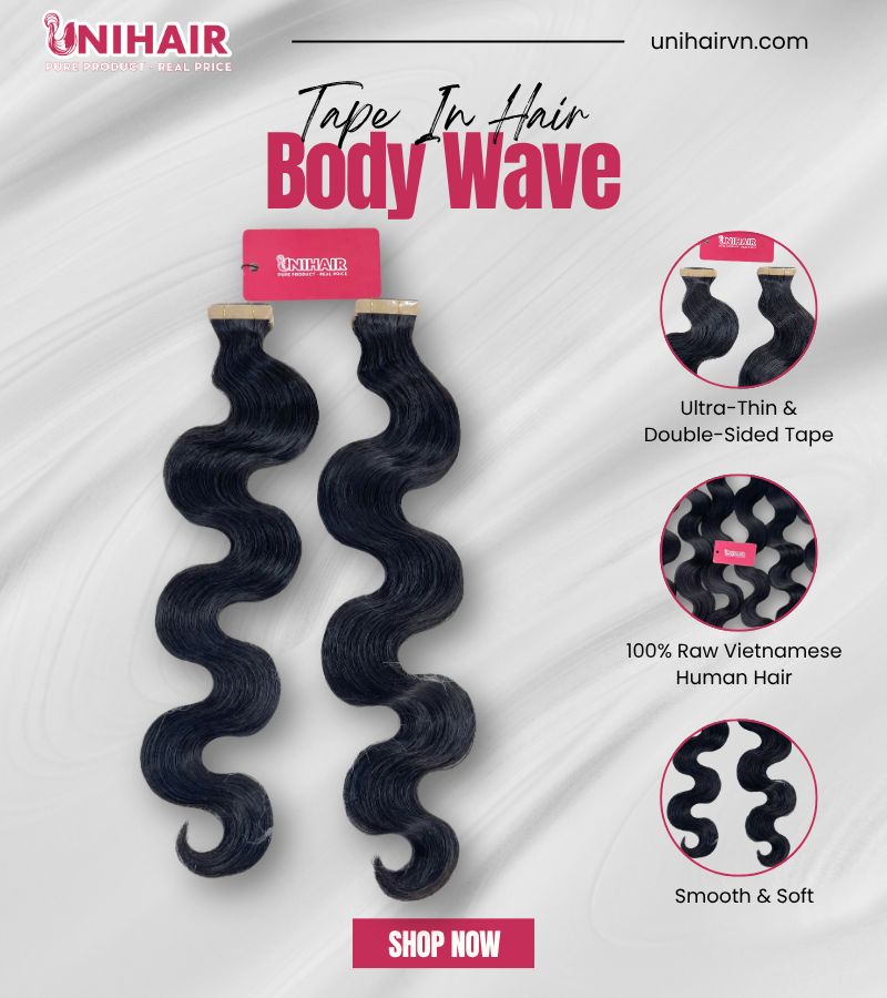 Body Wave Tape In Hair Extensions – Luxurious Raw Vietnamese Hair & Natural Shine