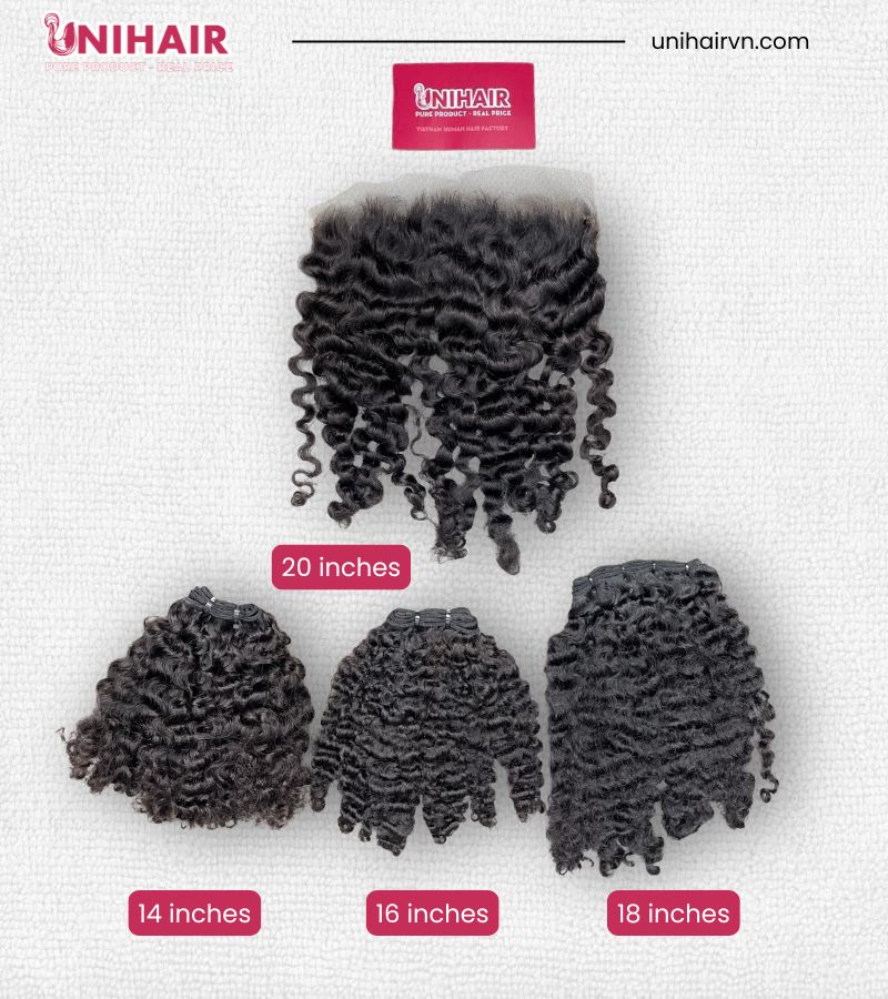 Burmese Curly Wig Making Set – 3 Bundles (14”, 16”, 18”) and 13x4 Swiss Lace Frontal Burmese Curly 20”