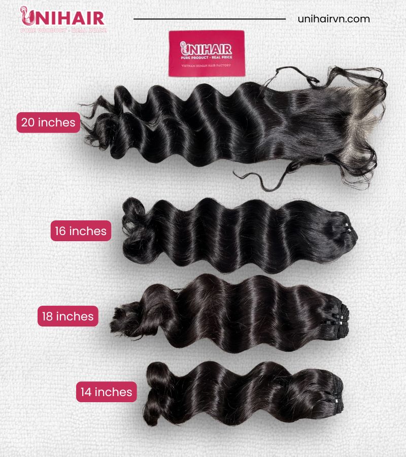 Cambodian Wavy Wig Making Set – 3 Bundles (14” 16” 18”) & Closure 5x5 Swiss Lace Pre-Plucked 20”