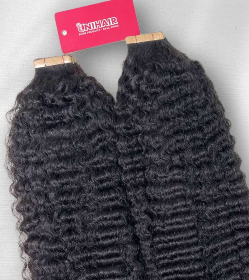 Raw Vietnamese Kinky Curly Tape In Hair Extensions – Reusable & Seamless 4 Raw Vietnamese Kinky Curly Tape In Hair Extensions – Reusable & Seamless - Image 4