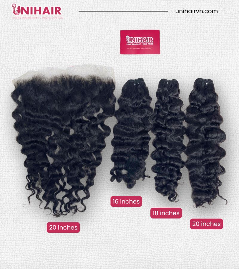 Loose Curly Wig Making Set – 3 Bundles (16",18", 20") and 13x4 HD Swiss Lace Frontal 20”