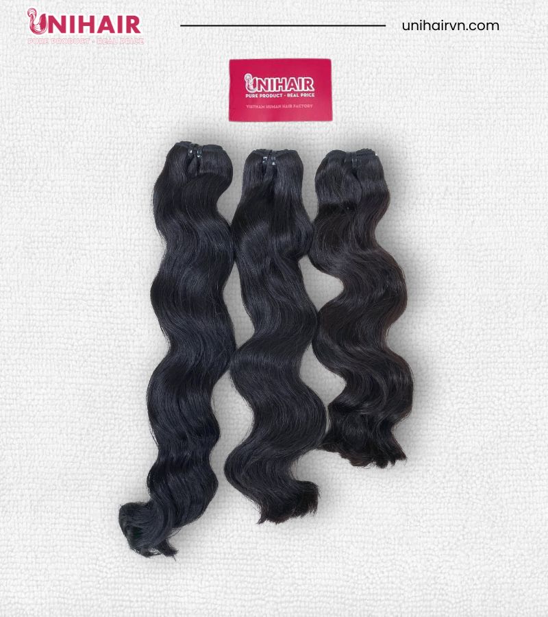 Natural Wavy Wig Making Set – 3 Bundles (14” 16” 18”) & Closure 6x6 Swiss Lace Pre-Plucked 20”