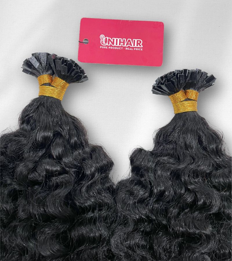 Natural Raw Burmese Curly V Tip Hair Extensions – Keratin Pre-Bonded, Strong Hold 4 Natural Raw Burmese Curly V Tip Hair Extensions – Keratin Pre-Bonded, Strong Hold - Image 4