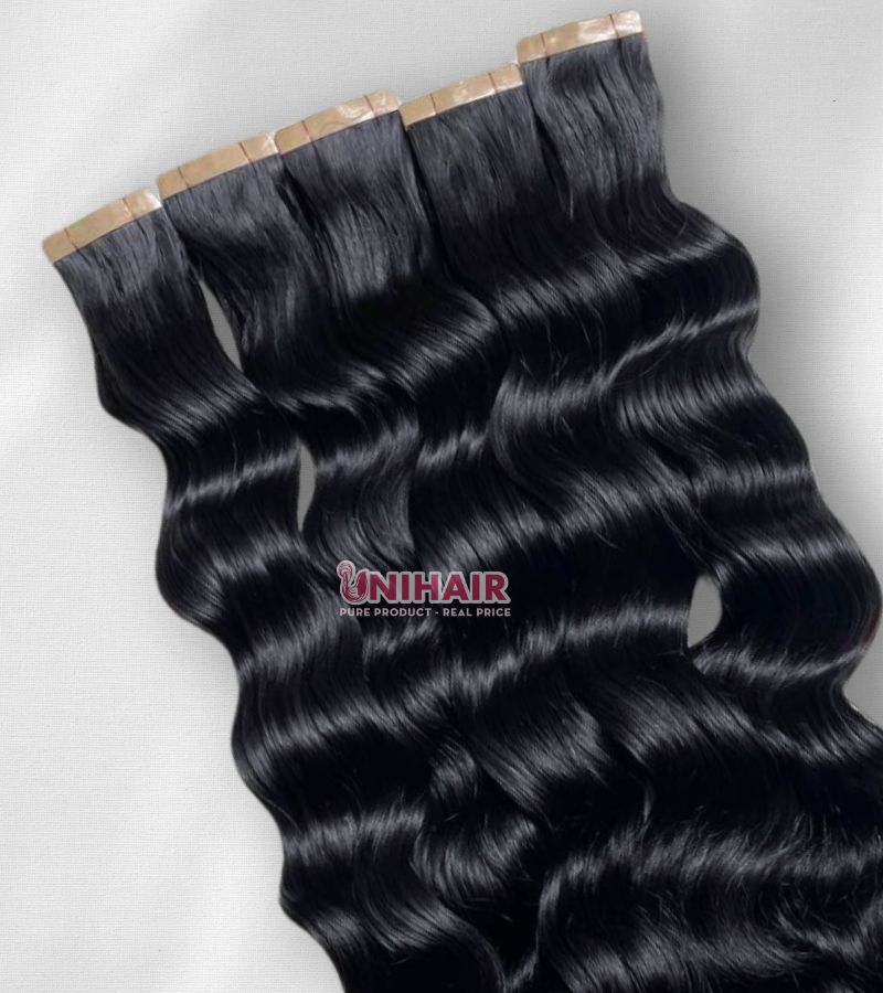 Raw Cambodian Tape In Hair Extensions – Soft Waves, 100% Raw Vietnamese Hair 5 Raw Cambodian Tape In Hair Extensions – Soft Waves, 100% Raw Vietnamese Hair - Image 5