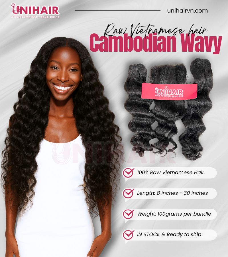Raw Cambodian Wavy Hair Bundles – Full-Body Texture, Unprocessed & Long-Lasting 4 Raw Cambodian Wavy Hair Bundles – Full-Body Texture, Unprocessed & Long-Lasting - Image 4