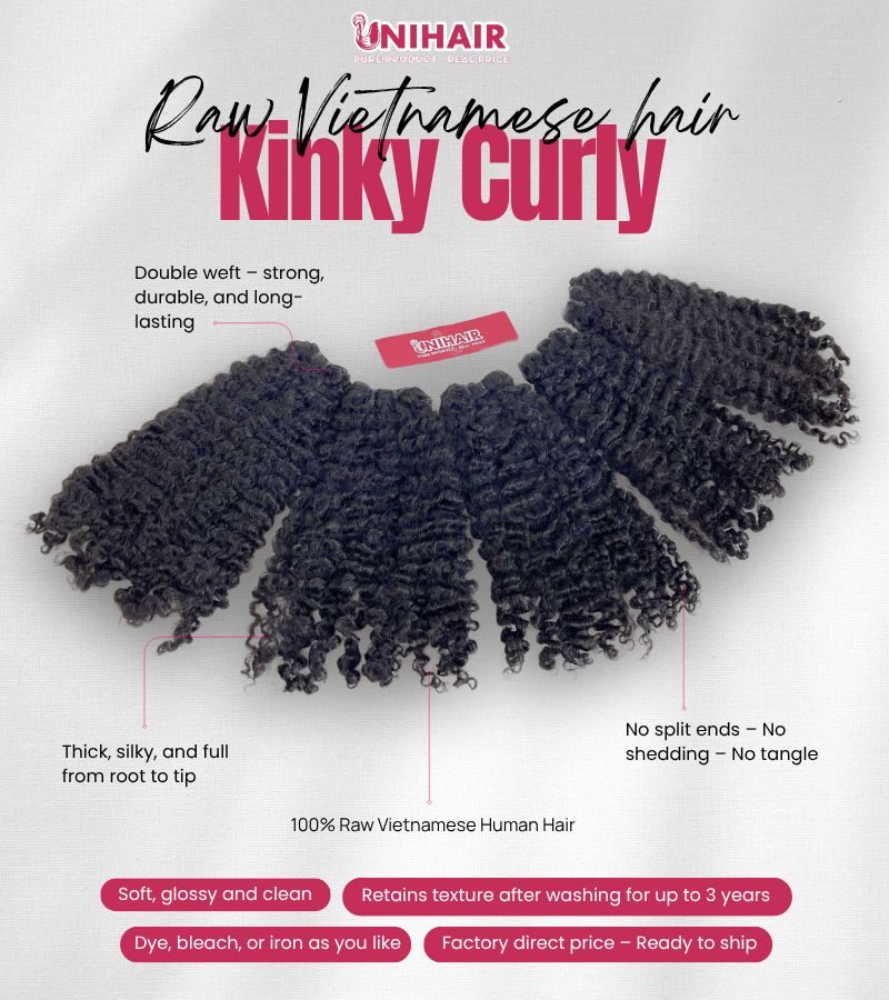 Vietnamese Raw Kinky Curly Hair Bundles – Single Donor and Factory-Direct 5 Vietnamese Raw Kinky Curly Hair Bundles – Single Donor and Factory-Direct - Image 5
