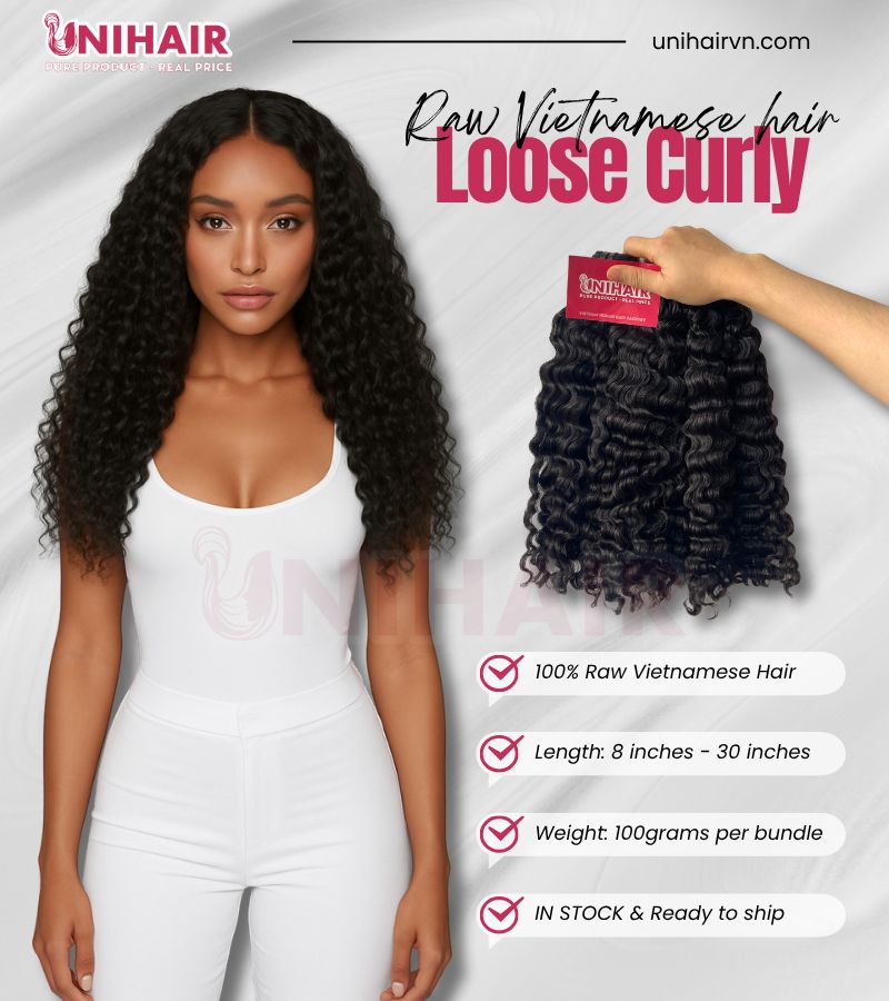 Raw Loose Curly Weave Hair – Vietnamese Human Hair with Soft S-Pattern Curls 4 Raw Loose Curly Weave Hair – Vietnamese Human Hair with Soft S-Pattern Curls - Image 4
